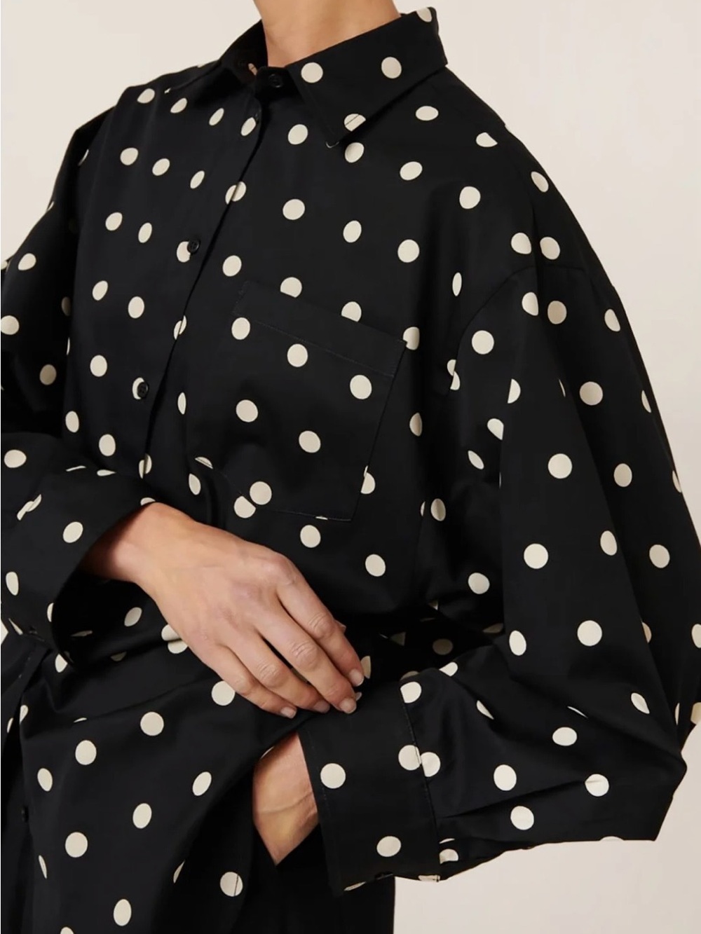 a new day Black Polka Dot Button-Up Blouse